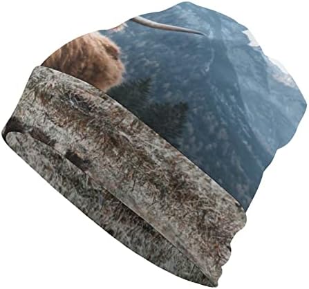 Хајленд говеда во италијанските доломити, капаче од меко топло топло пулвер капаче за череп капа за сон за унисекс