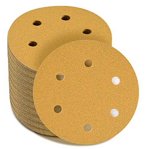 SSIIXX 6 инчи - 6 дискови за пескање на кука и јамка 100 решетки, случајна орбитална шкурка за автомобилска и обработка на дрво - 100 пакувања
