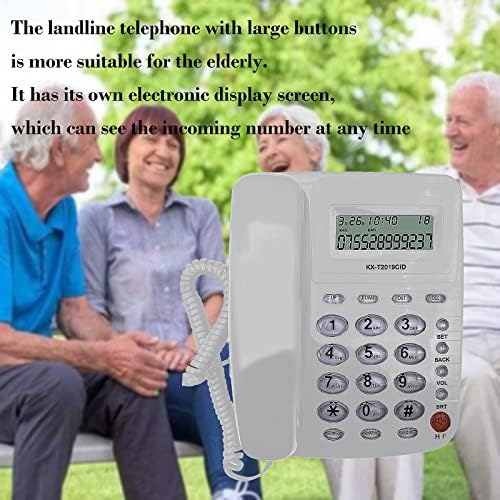 Телефонски телефонски фиксни телефонски телефони, двојно интерфејс жичен телефон со фиксни телефони со големи копчиња со идентификација
