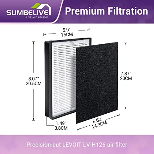 LV-H126 Филтер за замена за LEVOIT LV-H126 прочистувач на воздухот .2 Вистински HEPA филтер + 6 Активирани филтри за јаглерод