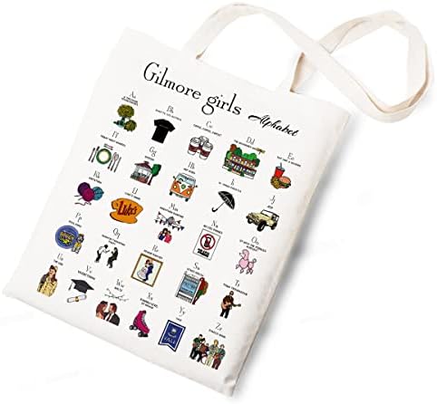 Gilmore Girls Alphabet Canvas Tote Tote Смешна памук за еднократна употреба на рамената, присутна за пријатели обожаватели жени мажи