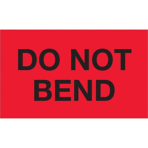 Логика на лента од Авидити 3 x 5, Не се наведнувај Флуоресцентно црвено предупредување налепница, за испорака, ракување, пакување и