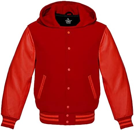 Лишоу модна варситиска јакна за худи за бејзбол букваман бомбардер школа за премија волна и оригинални црвени кожни ракави