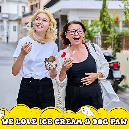 200 брои 8 мл хартија чаши за сладолед за сладолед за еднократна употреба кучиња кучиња шепа забава фаворизираат десерт чинии црно -бело куче