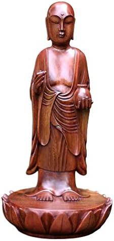 Нова кафеава религиозна скулптура од дрво, 11,75 „високиот„ ​​светски благослов на Буда “