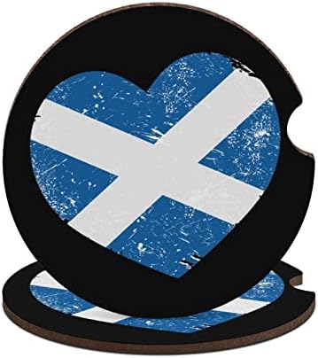 Шкотска Ретро Срце Знаме Тркалезни Подлоги За Автомобили Слатки Држачи За Чаши 2,56 Инчи За Абсорбента За Пијалоци