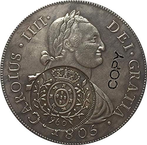 1805 Бразил 8R монети копираат монети со монети за новини за монети за монети