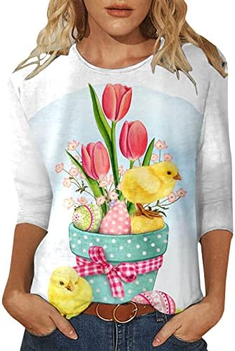 Женска маичка со долги ракави на жените, жени пролет и летен обичен тркалезен врат од три четвртина ракав врвен симпатичен