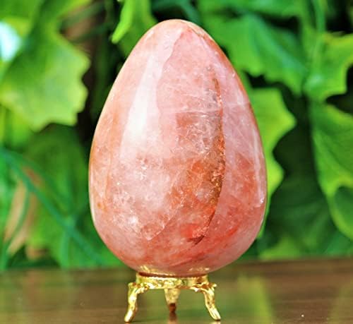 Полирана природна црвена хематоидна кварц кристална чакрас лековита метафизичка голема камена јајце медитација фенг шуи аура затворен јајце