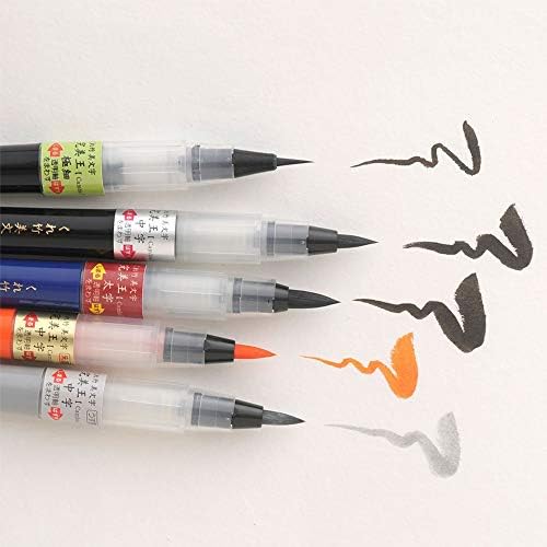 Kuretake zig bimoji „Cambio“ пенкало за пенкало, црно мастило, полнење, флексибилен врв на четки за калиграфија, илустрација, преглед, цртање,
