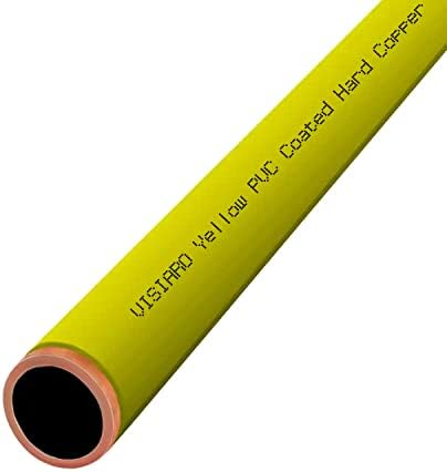 Visiaro Yellow PVC обложена тврда бакарна цевка, 1mtr, надворешна диа 1/2 инчи, дебелина на wallидот 18 SWG, 1,5мм PVC облога, пакет од 20