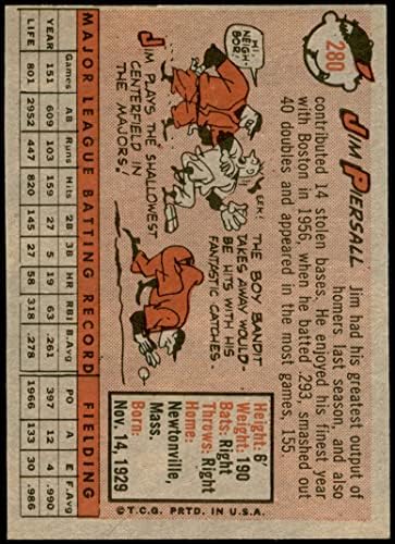 1958 Топпс 280 Jimими Пирсл Бостон Ред Сокс екс/МТ Ред Сокс