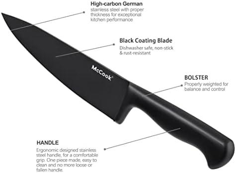Сетови За Црн Нож MC69C,20 Парчиња + Комплети Прибор За Готвење McCook MC60 Од Нерѓосувачки Челик