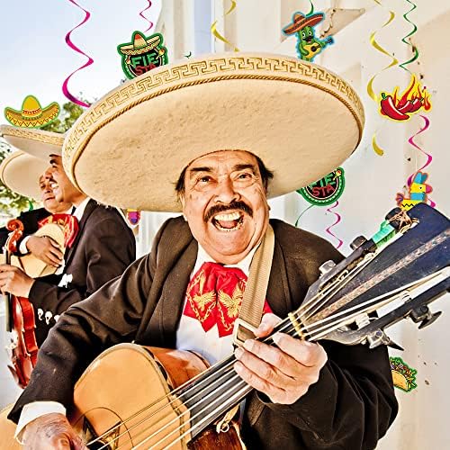 Hying 28pcs Мексиканска фиеста што виси вртења украси за партиски материјали, картонски мексикански fiesta cinco de mayo тавани висини за виткање