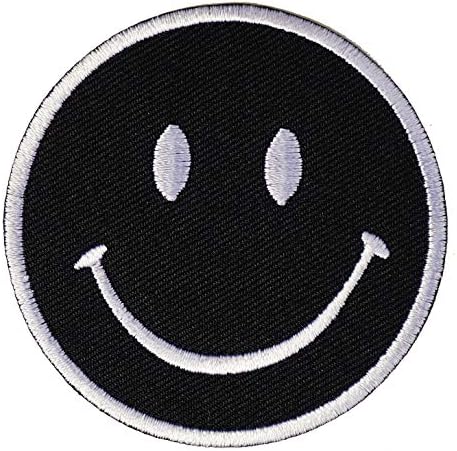 Графички прашина црно смешно среќно смајли лице целосно извезено железо на лепенка loveубов мир емотикон емотивно лого знак симбол јакна