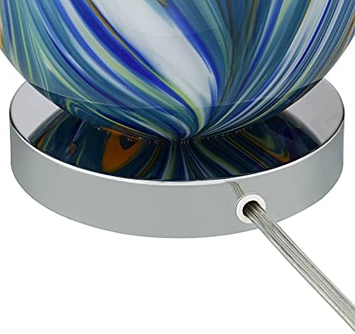 POSSINI EURO DESIGN PABLO модерна табела за ламба со тркалезно бело мермер ризер 27 високи сини зелени уметности стакло бела затегната