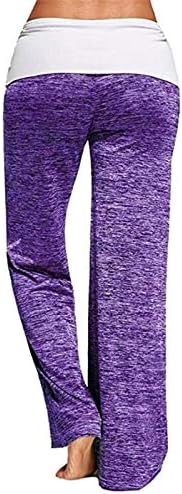 Miashui женски памучни панталони за јога панталони за лепенка панталони за брзо сушење панталони со широко нозе, јога женски високи половини