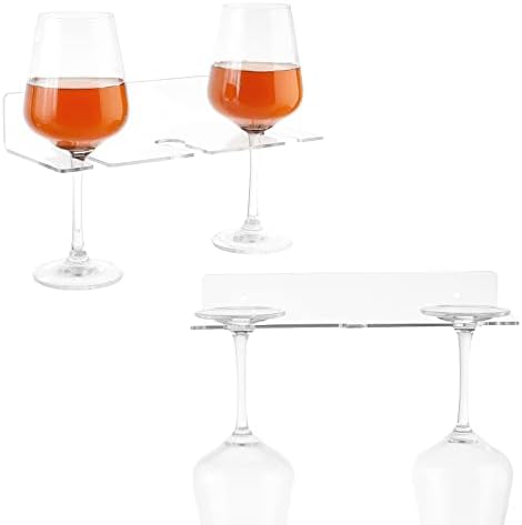 Ахардмејкер 2 пакуваат акрилни вински стакло, држачи за чаши за вино, држач за приказ на wallидот, под кабинетот за ресторан за кујнски