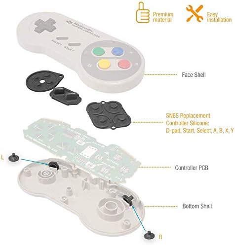 За спроводливи влошки на контролорот Nintendo SNES Проводлив дел од силиконски копчиња за замена на гума за гума на подлогата