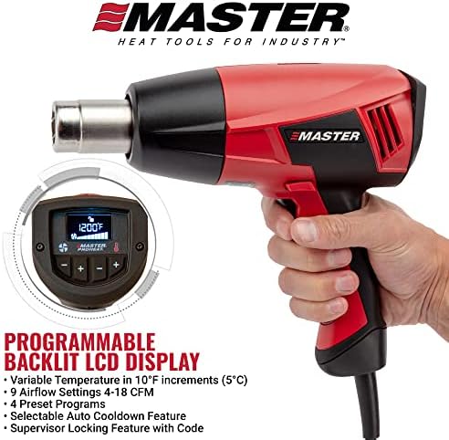 Master Appliance Proheat PH -1400A Професионален топлински пиштол - Програмабилен LCD дисплеј со позадинско осветлување, компактен и лесен променлива