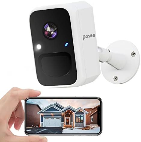 Безбедносни камери на Песита безжични отворени со Spotlight & Siren, 1080p батерии WiFi камери за домашна безбедност, откривање на
