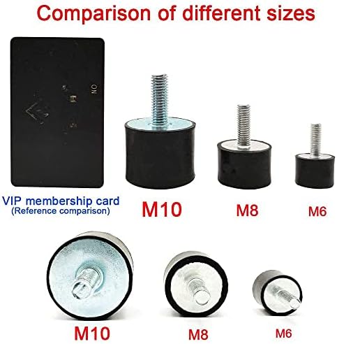 М6 гумени столпчиња за амортизери Анти-вибрација изолатор за монтирање на двојни столпчиња 4 пакувања, гума цилиндрична вибрација изолација