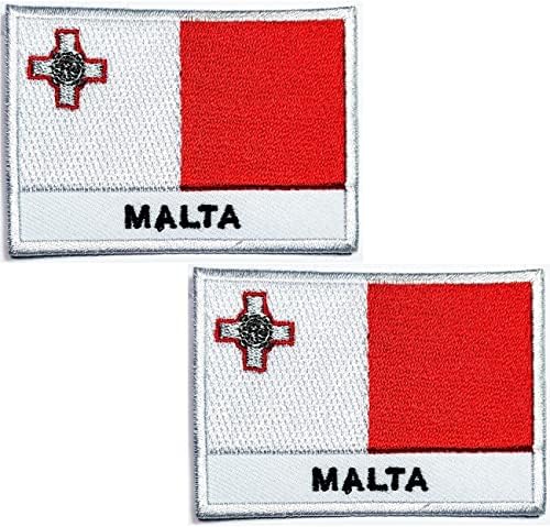 Кленплус 2 парчиња. 1. 7Х2, 6 ИНЧИ. Знаме На Малта Извезена Лепенка Воено Тактичко Знаме Амблем Униформа Шие Железо На Закрпи Земја Национално