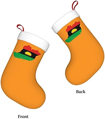 Cutedwarf Biafra Flag Flag Cristricating Christok Xmas Декорација Класичен 18 инчи камин виси чорап