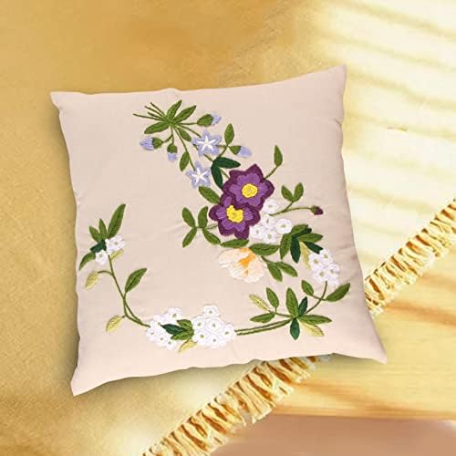 Комплет за перници за перници GazeChimp Cross Stitch, комплет за перници за везови, виолетови цвеќиња