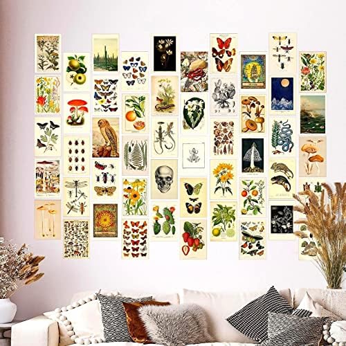 Естетски комплет за колаж со винтиџ од 50 парчиња, естетски слики, декор за простории за спална соба за естетски постери за спална соба за соба