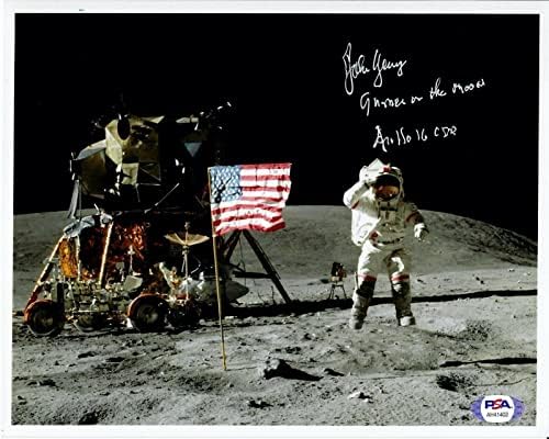 Johnон Јанг потпиша 8х10 ПСА ДНК АХ41402 Аполо 16 9 -ти месечина - автограмирани фотографии од МЛБ