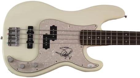 Стив Харис потпиша автограм со целосна големина Бела фендер Електрична бас гитара Б/ Jamesејмс Спенс ЈСА автентикација - Ironелезна девојка
