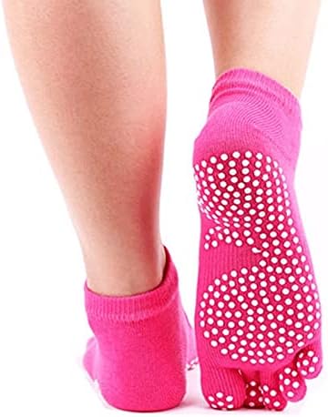 Lsdjgdde жени анти-лизгачки јога чорапи поставени нелизгачки јога ракавици анти-лизгачки силиконски точки со пет прсти пети за