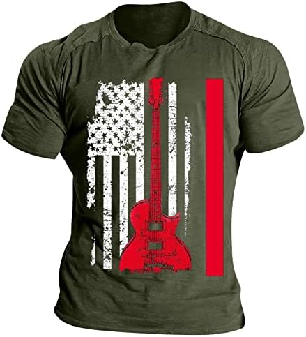 Руируилико Менс Патриотски маици на 4 јули јули Америка Американска кошула летен случајниот краток ракав О вратот графички врвови