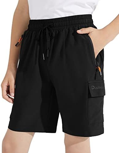 Dizoboee момчиња карго шорцеви, лесни брзи суви атлетски шорцеви за џебови за пешачење за голф на отворено