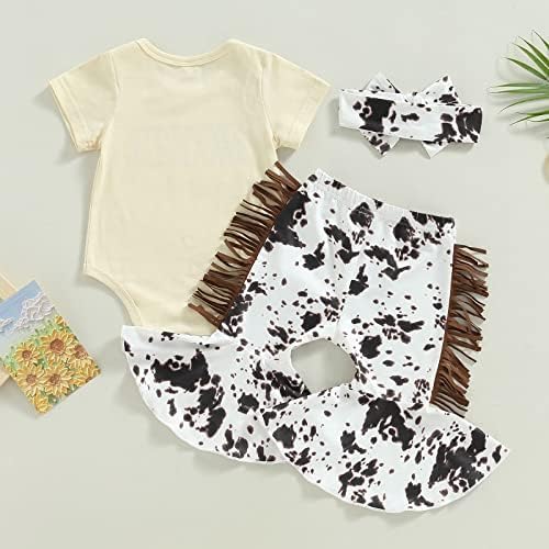 Emmababy бебе девојки Денот на вineубените облека крава облека новороденче ромпер со долги ракави кошула срцеви пантолони со