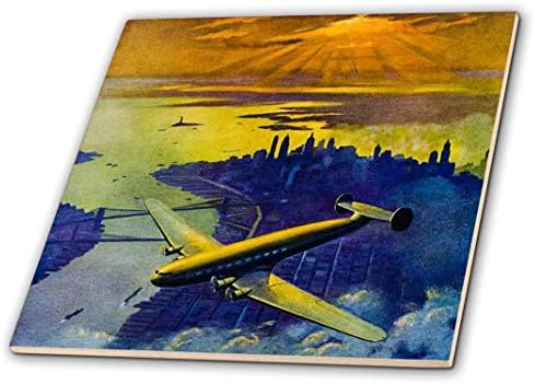 3dRose 1930 Тите Зората На Воздухопловството Над Њујорк Почетокот На Американскиот Лет Декоративни Плочки, Керамички, Јасни