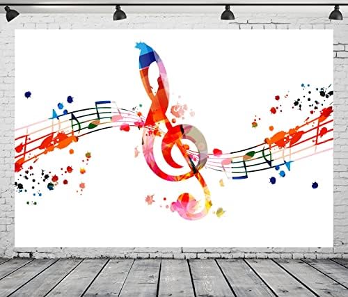 Белеко 10x6.5ft ткаенина шарена музичка нотација позадина уметност боја виножито музика белешки музички симбол музика танц концертна
