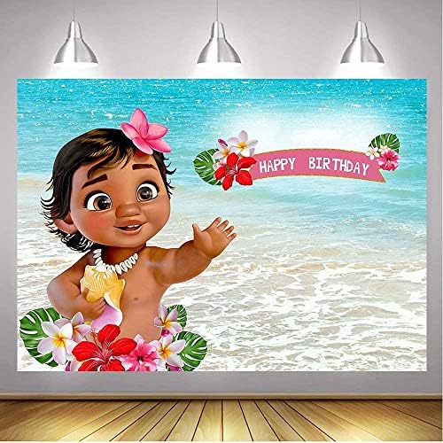 Gya 7x5ft Среќен роденден Бебе Моана Винил Заднината 1 -та роденденска забава Море сина вода летна фотографија заднини за бебиња