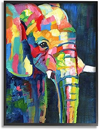 Студената индустрија современо сликарство со слонови апстрактно крпеница виножито, дизајниран од нан црно врамен wallидна уметност,