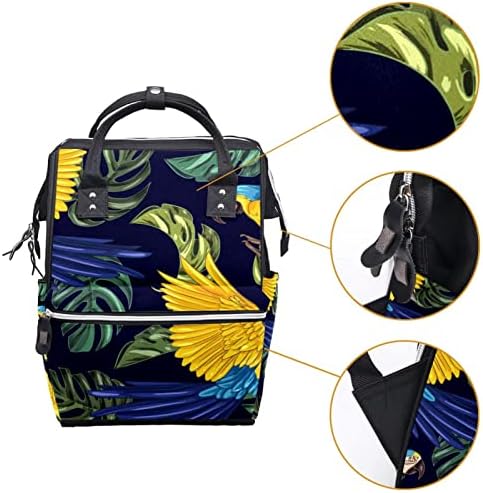 Рачно нацртани реални тропски растенија животни лаптоп ранец за жени мажи, ранец за торбички за пелени за патувања во училишен ранец на колеџ