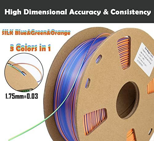 PLA 3D FILAMENT, DB PLA FILAMENT 1.75mm Точност +/- 0,03 mm Поставете го повеќето печатач FDM ， 3 бои во 1 двојна ко-екстрација