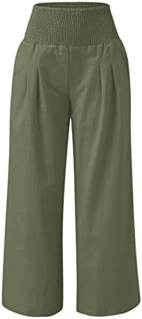 Постелни панталони за жени летни плажа палацо панталони еластични панталони со истегнување на половината лабава обична јога џемпери со