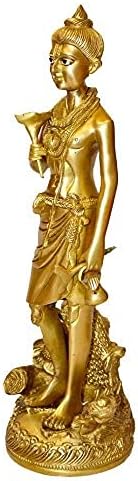 Bharat Haat Brass Hindu Lord Nilkanth Varni Sahajanand Swami-Swaminarayan Статуа Декоративно обожавање идол со фино завршување