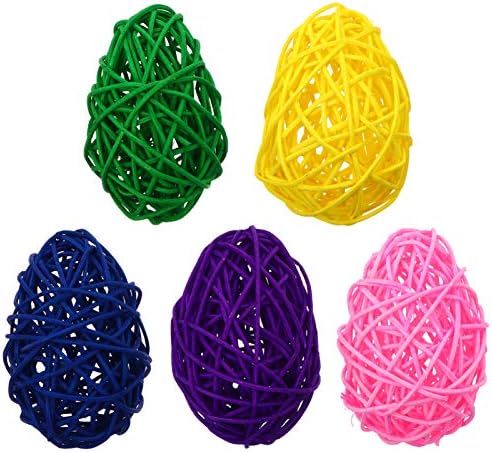 Абоофан 5 парчиња Велигденска јајце форма на ратан топки Декоративни плетени топка украси гранчиња вазни полнила за велигденски садови за венци