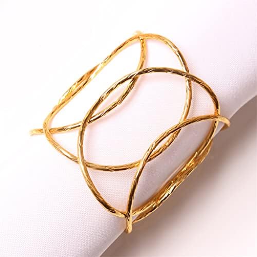 Llly 12 парчиња салфетка прстен модна жица ткаена салфетка прстен креативен пресврт плетенка од салфетка прстен хотел украс