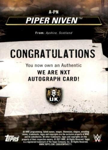 Piper Niven 2021 Topps NXT автентична автограмска картичка A -PN 100/250 WWE Велика Британија - Автограмирани картички за колеџ
