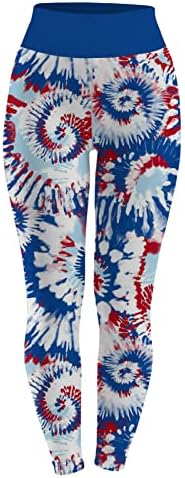 Американско знаме патриотски нозе женски стомак контрола на стомакот во САД, лента со панталони со starвездени панталони, затегнување на задникот