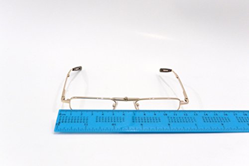 Склопување очила за читање злато рамка мала компактна моќност на метална кутија +2,00