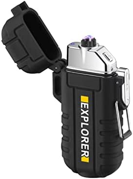 Електричен лак плазма полесен полнење USB C полесен ветерница и водоотпорна запалка со фенерче, кампување полесна опрема за преживување,